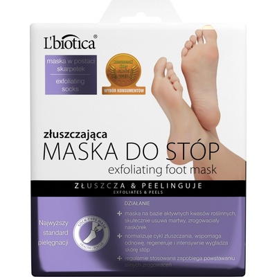 L'biotica Masks exfoliační ponožky pro zjemnění a hydrataci pokožky nohou 40 ml