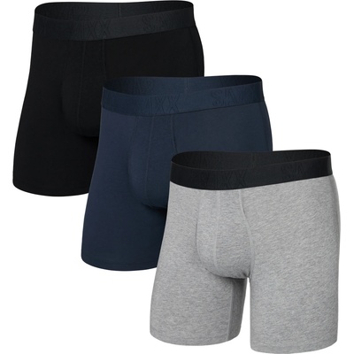 Saxx Мъжко синтетично термобельо Saxx Droptemp Cooling Cotton Boxer Brief Fly 3-Pack Everyday base layer - Dark Grey Heather / Dark Ink / Black (014-2473-0112)