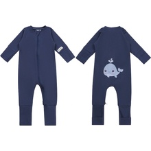 Moniel Dětský rostoucí overal Velryba Navy Blue