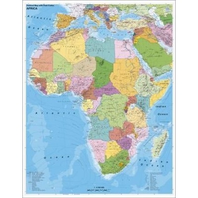 Stiefel Wandkarte Großformat Afrika, politischmit Postleitbereichen , englische Ausgabe, ohne Metallstäbe