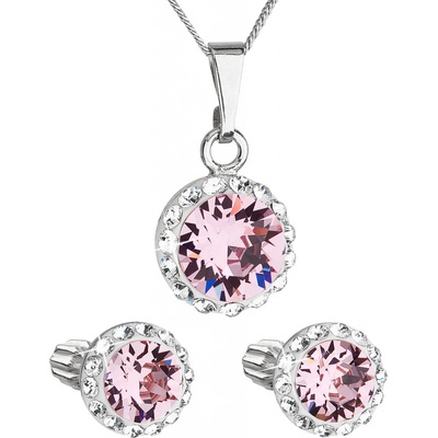 Swarovski sada s krystaly náušnice řetízek a přívěsek růžové kulaté 39352.3 light rose – Sleviste.cz