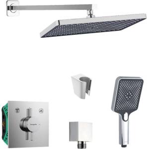 SANITINO - Душ комплект с смесител и вграден корпус от Hansgrohe, аксесоари от Kielle, хром SANI21HKK001 (SANI21HKK001)