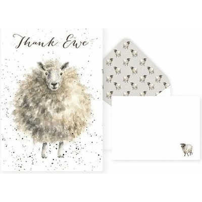 Děkovné přání Wrendale Designs "Thank Ewe", 8 ks - Ovce