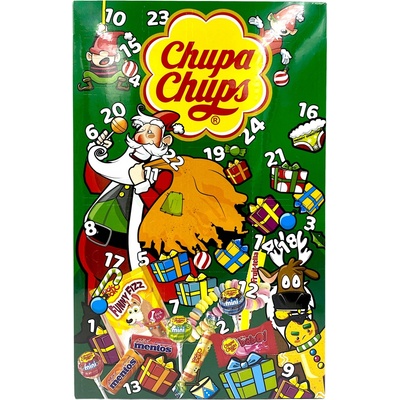 Adventný kalendár Chupa Chups Lízanky Žuvačky Cukríky 24 Dní Vianočný