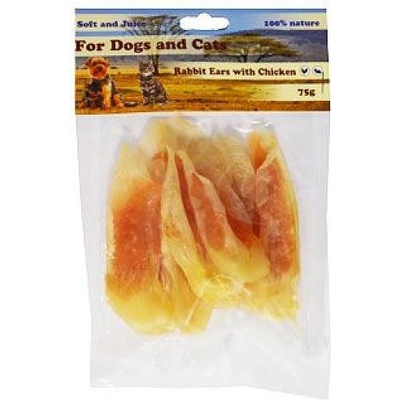 For Dogs and Cats Králičí ucho plněné kuřecím masem 75 g
