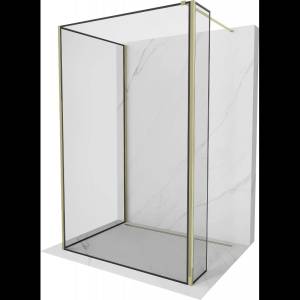 Mexen Kioto стена на душ кабина Walk-in 140 x 80 x 30 см, черна рамка, златна - 800-140-080-221-50-70-030 (800-140-080-221-50-70-030)