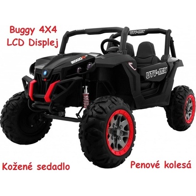 Joko elektrické autíčko Buggy 4x4 SuperStar MP4 LCD displej penové kolesá Dvojmiestne kožené sedadlo USB čierná
