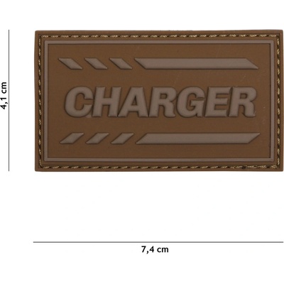 Gumová nášivka 101 Inc nápis Charger - coyote