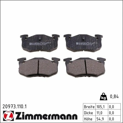 Sada brzdových destiček, kotoučová brzda ZIMMERMANN 20973.110.1 (209731101)