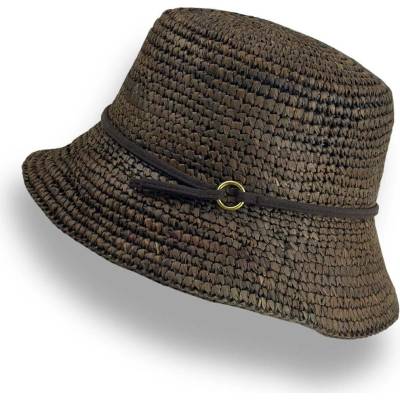 Krumlovanka luxusní slaměný dámský klobouk Bucket hat nemačkavý GB-013-114 hnědý