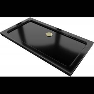 Mexen Flat правоъгълен душов поддон slim 120 x 70 см, черен, сифон златен - 40707012G (40707012G)