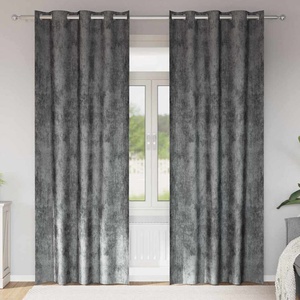 Pure Line Home Кадифени завеси в цвят тъмносив с метални халки, 2 бр. , 140 x 245 см