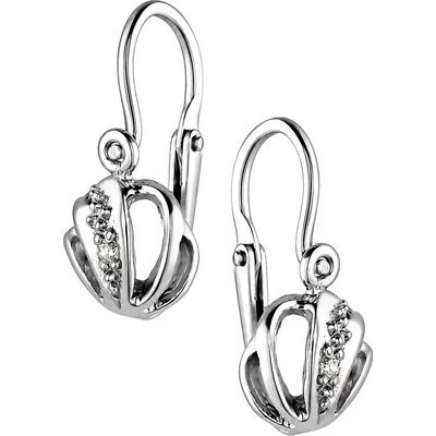 Zlaton Náušnice bílé zlato visací se zirkony 1.5cm 1.35g 001220907247