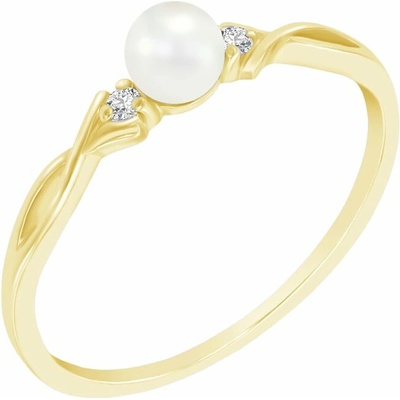 Eppi Elegantní zlatý prsten s perlou a diamanty Azana R37297
