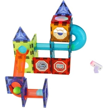 Teddies Магнитна пластмасова писта с топчета 75 бр 8 топчета + аксесоари на батерии със светлина