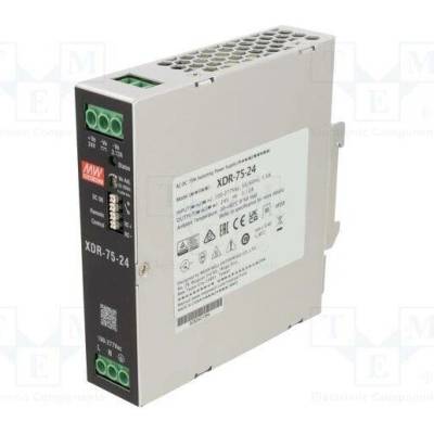 MEAN WELL XDR-75-24 Napájecí zdroj: spínaný; na lištu DIN; 75W; 24VDC; 0÷3,12A; OUT: 1