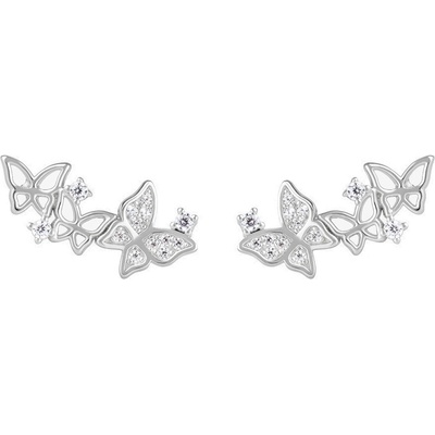 Preciosa Pozdĺžne strieborné náušnice s motýlikmi Butterfly Waltz Candy 5399 00