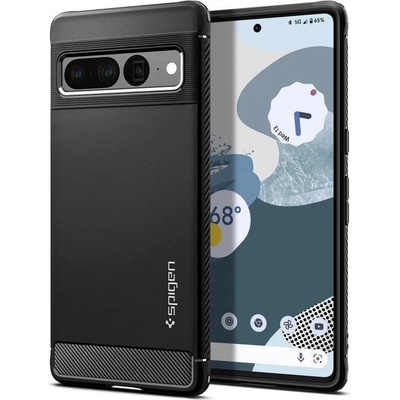 Spigen Противоударен Калъф за Google Pixel 7 Pro, Spigen Rugged Armor Case, Черен (ACS04725)