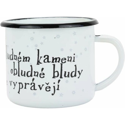 BELIS Smaltovaný hrnek 8 cm bílý kámen v krabičce 11008-039PBM09 350 ml