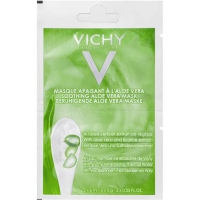 Vichy Успокояваща маска за лице с Алое вера, Vichy Mineral Masks Soothing Aloe Vera Mask 2x6ml