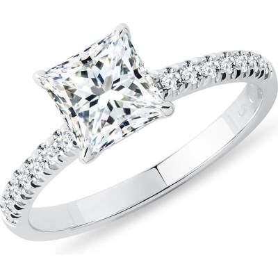 Klenota Prsteň s LG diamantom princess a briliantmi z bieleho zlata R0873752
