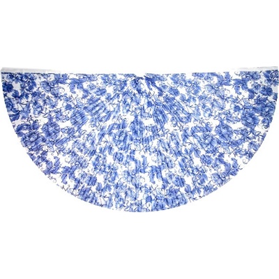 Takoy Panel na plisovanou půlkolovou sukni polomatný satén blue flowers MAXI vzor
