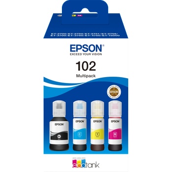 Epson Комплект 4 бутилки мастило за Epson EcoTank ET-3700/ET-2950/ET-3800/ET-3900/ET-3950/ET-4900 Series - Ink - /102/ / C13T03R640 - BK/C/M/Y - PN C13T03R640 (C13T03R640)