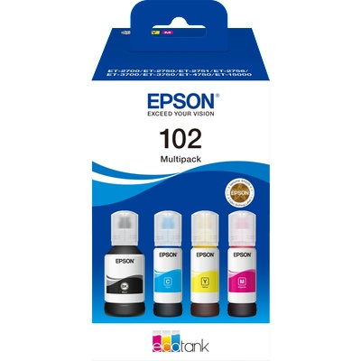 Epson Комплект 4 бутилки мастило за Epson EcoTank ET-3700/ET-2950/ET-3800/ET-3900/ET-3950/ET-4900 Series - Ink - /102/ / C13T03R640 - BK/C/M/Y - PN C13T03R640 (C13T03R640)