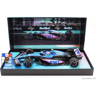 Minichamps Renault F1 A523 Team Bwt Alpine N 10 8th Miami Gp With Pit Board 2023 Pierre Gasly Modrá Černá Růžová 1:18