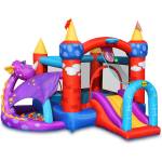 Felyx Toys HAPPY HOP Батут замък с дракон, топки и помпа 350x350x245