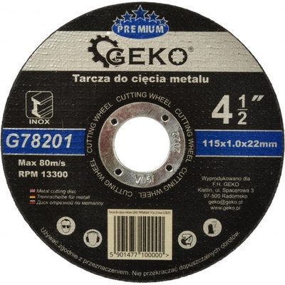 Kotouč řezný na ocel, nerez, 115x1,0x22mm GEKO PREMIUM G78201