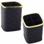 Leantoys Brush Organizer, Four Compartments, Black, 12 x 9.5cm