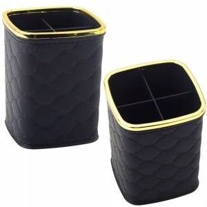 Leantoys Brush Organizer, Four Compartments, Black, 12 x 9.5cm
