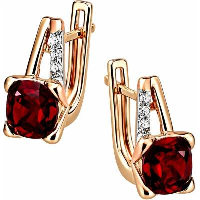 Zlaton Náušnice z kombinovaného zlata s granátem a zirkony 1.4cm 3.55g O21052505515