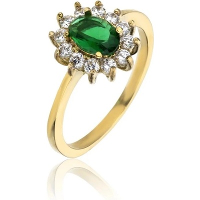 Marc Malone pozlacený prsten se zirkony Harmony Green Ring MCR23051G