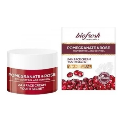 Biofresh Cosmetics Via Natural - Крем за лице и шия 24H с нар и роза 100мл