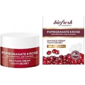 Biofresh Cosmetics Via Natural - Крем за лице и шия 24H с нар и роза 100мл