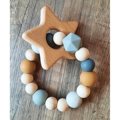 Argia beads přírodní kousátko dřevo hvězdička S2177