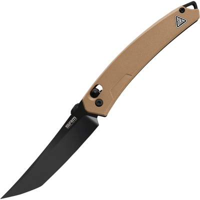 SRM K196X 8Cr18MoV Black stonewashed with Tan G10 handle 9211B-GW