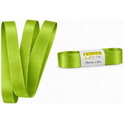 Stuha saténová hráškově zelená - skládaná 15mm x 3m (6,-Kč/m) – Sleviste.cz