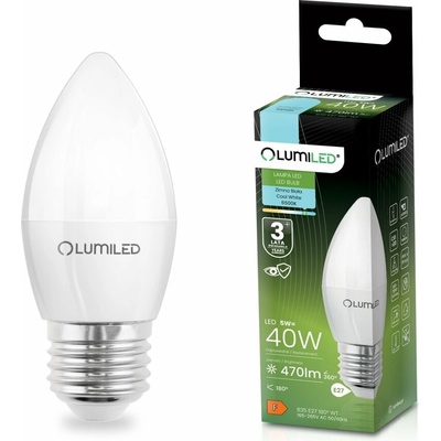 Lumiled LED žiarovka E27 B35 5W = 40W 470lm 6500K Cold 180°