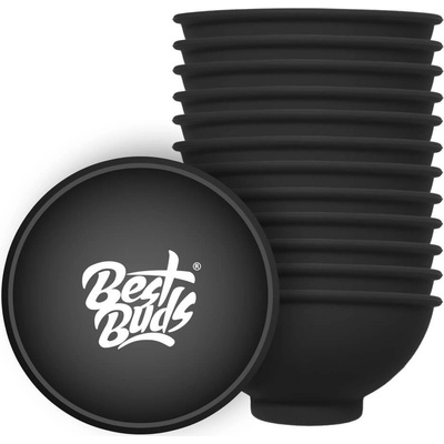 Best Buds Silikónová miska na miešanie čierna s bielym logom7 cm