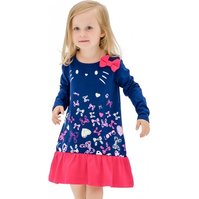 Winkiki Dievčenské šaty tmavo modrá ružová