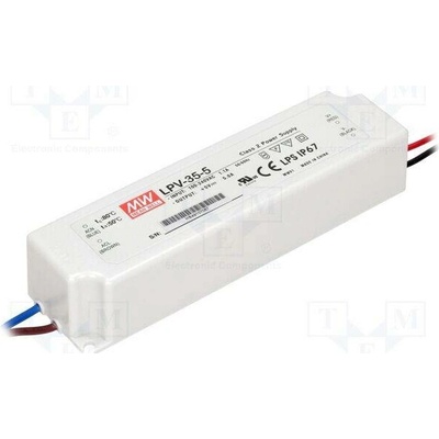 MEAN WELL LPV-35-5 Napájecí zdroj: spínaný; LED; 30W; 5VDC; 5A; 90÷264VAC; 127÷370VDC