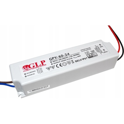 Hermetický vodotěsný napájecí zdroj pro LED 24V 2,5A 60W GLP GPV-60-24