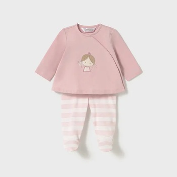 Mayoral Комплект с ританки райе в бебешко розово за бебе момиче Майорал