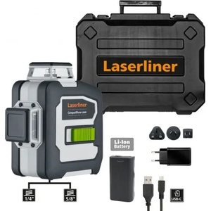  Нивелир лазерен линеен Laserliner с 3 лъча с 1 батерия и зарядно, 30 м, 60 м, 0.35 мм/м, CompactPlane-Laser 3G Pro