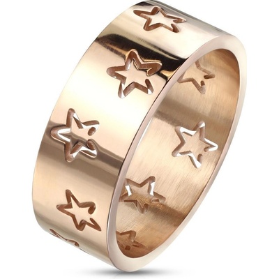 Šperky4U ocelový prsten s hvězdami zlacený OPR1765