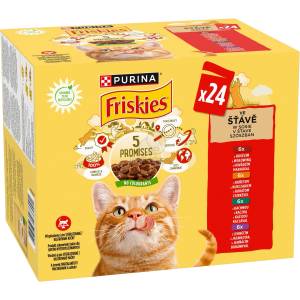 Friskies мокра котешка храна в сос с пилешко, говеждо, агнешко и патешко месо 4 x