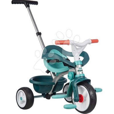Smoby s opierkou a voľnobehom Be Move Comfort Blue Tricycle s nastaviteľnou vodiacou tyčou a tichými EVA kolesami